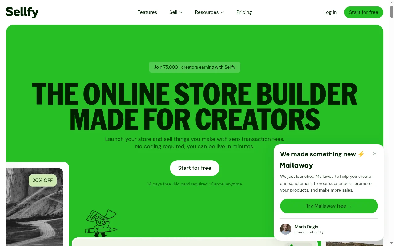 Sellfy Landing Page